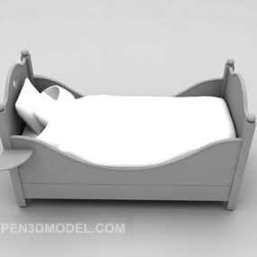 مدل سه بعدی تخت کودک خاکستری رنگ