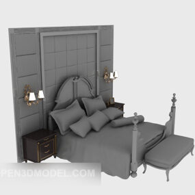 European Double Bed Poster Style 3d model