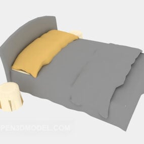 현대 싱글 침대 회색 담요 3d 모델