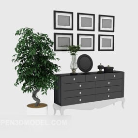 Hall Cabinet With Plant Vase 3d model