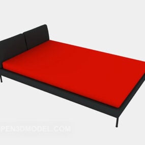 سرير مزدوج حديث لون أحمر نموذج ثلاثي الأبعاد