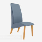 Chaise en bois européenne en tissu bleu