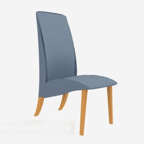 European Wooden Chair Blue Fabric 3d model