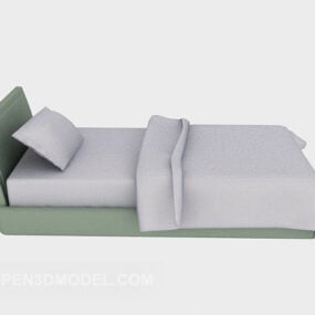 담요가있는 단단한 나무 싱글 침대 3d 모델