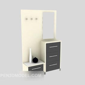 Ash Wood Locker Three Drawers 3d model