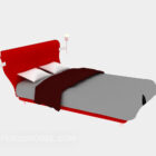 Modern Bed Red Color With Blanket