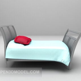 Modern Wood Bed Iron Frame 3d model