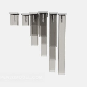 Model 3d Perabot Kaca Segi Empat Candelier Drop