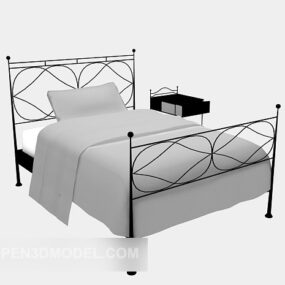 Modelo 3D de estilo antigo de cama de solteiro de ferro