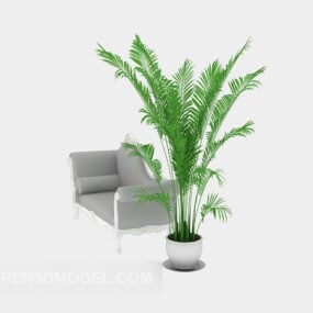 European Sofa Chair With Potted Plant 3d model