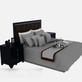 Modern Double Bed With Nightstand 3d model