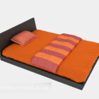 Дерев'яне ліжко помаранчеве покривало