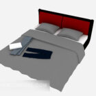 Dřevěná postel šedá tkanina