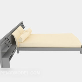 Nowoczesne łóżko pojedyncze z żółtej tkaniny Model 3D
