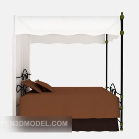 نموذج ملصق سرير مزدوج حديدي ثلاثي الأبعاد