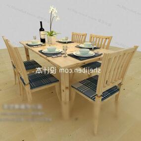 Matbord av trä 3d-modell