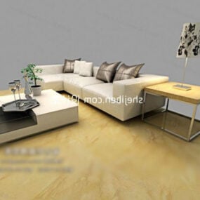 Modern Furniture Beige Sofa Leather 3d model