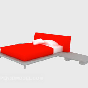 Double Bed Red Color 3d model