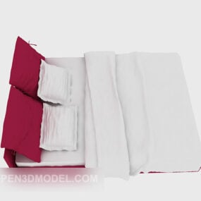 Model 3d Warna Kain Putih Tempat Tidur Ganda