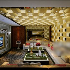 Bar Club Room With Lighitng 3d model