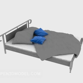 현대 더블 침대 회색 담요 3d 모델