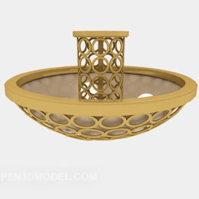 Kultainen metallimateriaali Kattokruunu 3D-malli