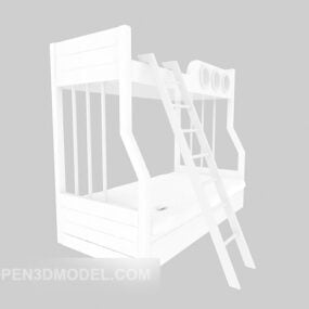 Op en neer houten bed, wit geschilderd 3D-model