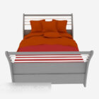 Solid Wood Single Bed Red Blanket