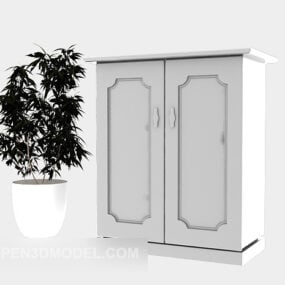 Wall Cabinet With Potted Plant 3d model