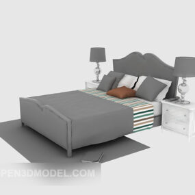 Hotelowe europejskie łóżko podwójne Model 3D