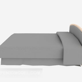 Modern Single Bed Grey Fabric 3d model