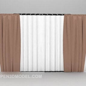 3д модель шторы двухслойной бархатной ткани