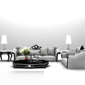 Modelo 3D de design elegante de sofá familiar europeu