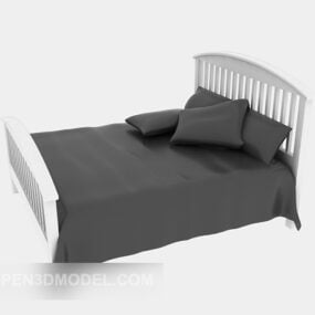 Wood Bed Grey Mattress 3d model