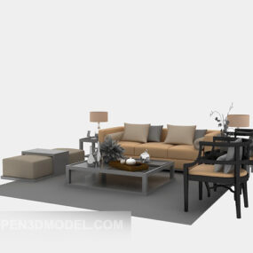 Modern Furniture Sofa Grey Color 3d model