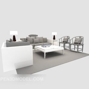 3д модель комплекта ковров для современного дивана и стола