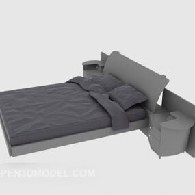 Wood Bed Grey Color 3d model