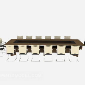 会社の会議テーブル椅子セット 3D モデル