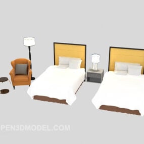 Twin Single Bed 3d model