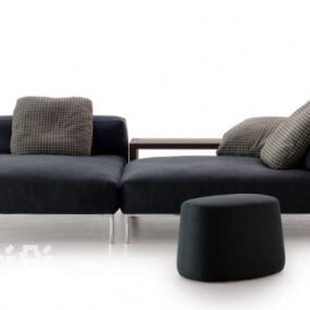 3d модель дивана з табуретом в стилі модерн