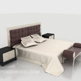 Modern Style Double Bed With Nightstand 3d model