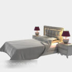 유럽식 더블 침대 및 테이블 램프