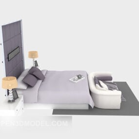בית מיטה זוגית מודרנית עם שטיח דגם תלת מימד