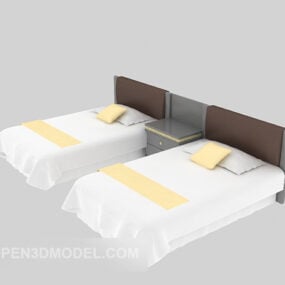 Twin Single Bed Furniture Set 3d model