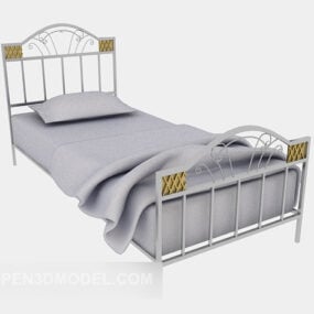 담요가있는 철제 싱글 침대 3d 모델