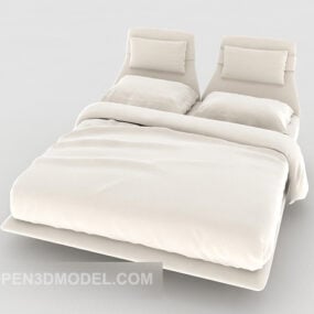 Ліжко двоспальне кремового кольору 3d модель