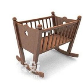 Wooden Crib Bed 3d model