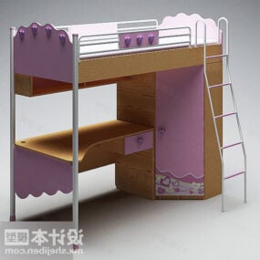 سرير أطفال خشبي بطابقين نموذج ثلاثي الأبعاد
