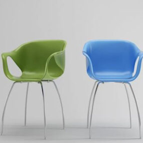 Modern Style Plastic Back Chair 3d model