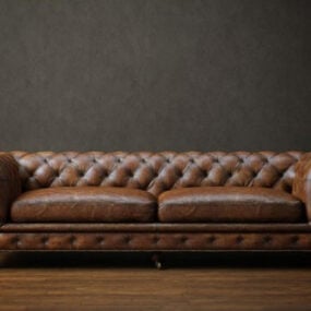 Chesterfield Double Leather Sofa 3d model
